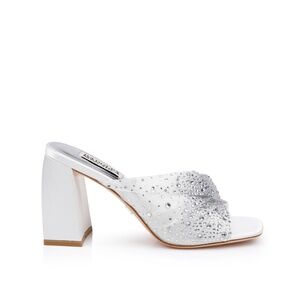 New Badgley Mischka Camelia Crystal Embellished Mules Sz 8